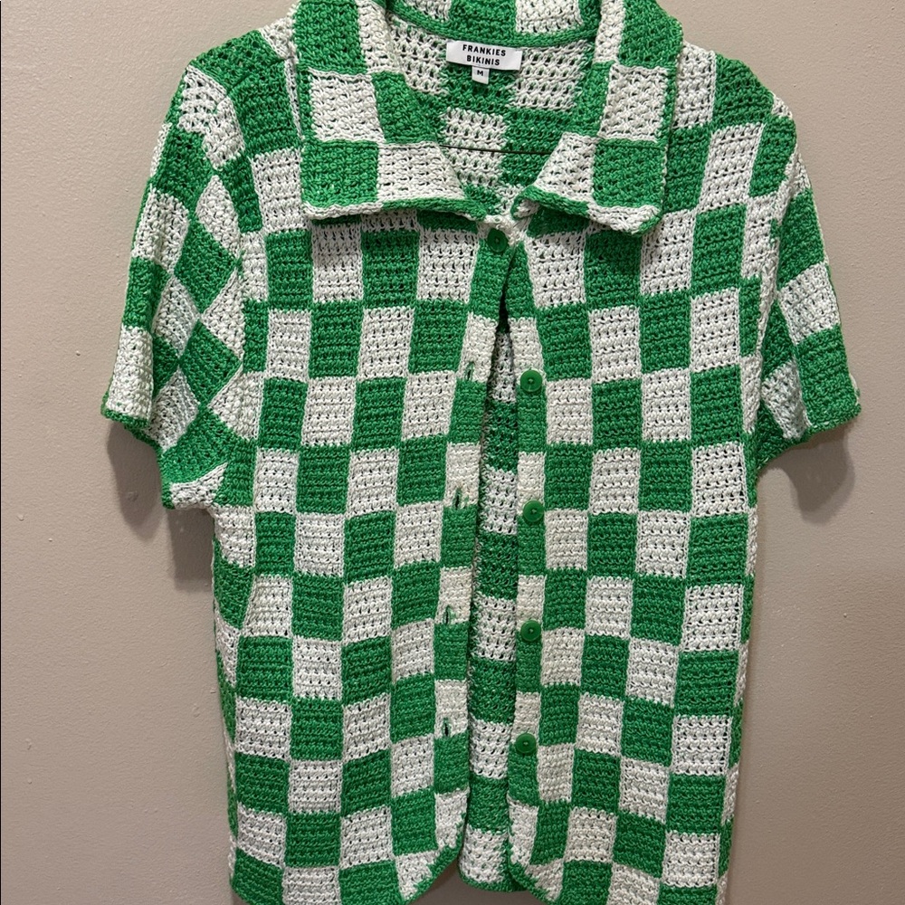 💚 Frankie's Bikinis Green & White Check Crochet Matching Set 💚 - Picture 10 of 10
